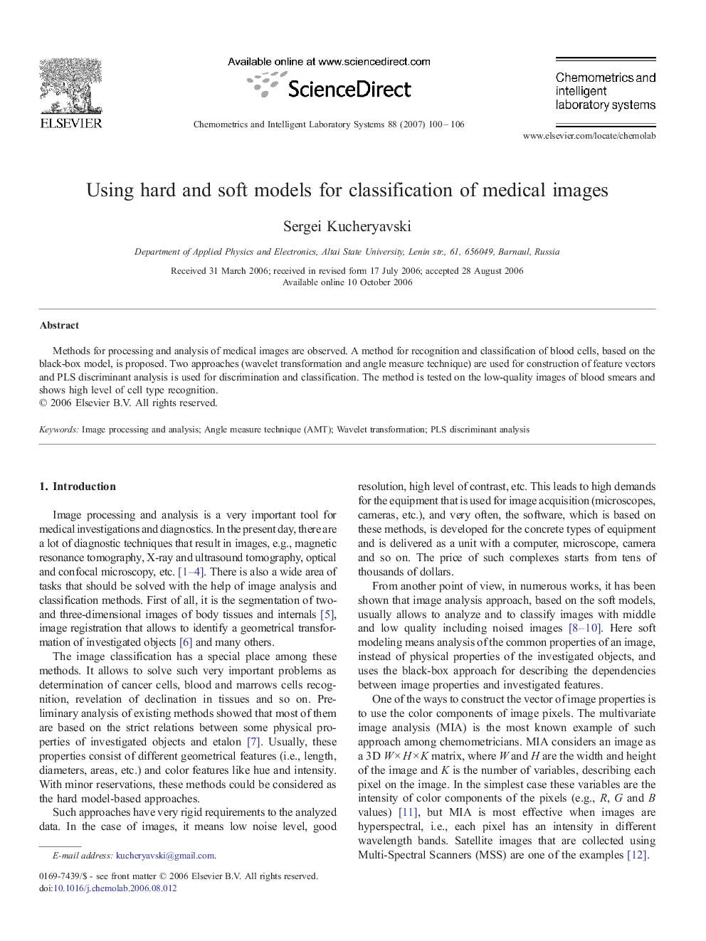 Using hard and soft models for classification of medical images