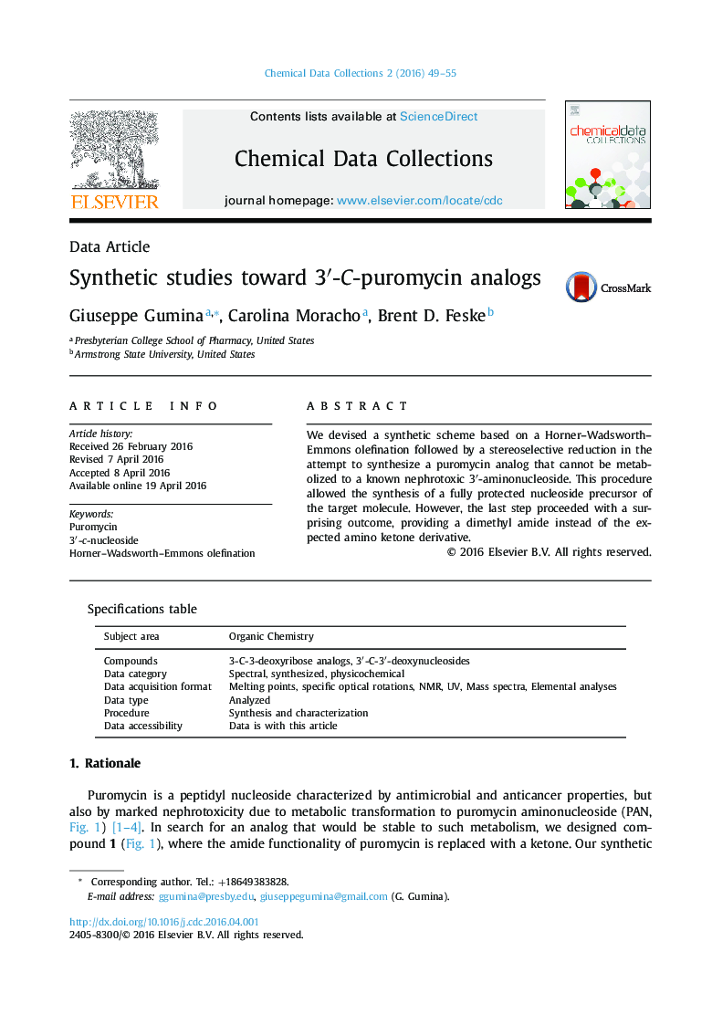 Synthetic studies toward 3â²-C-puromycin analogs