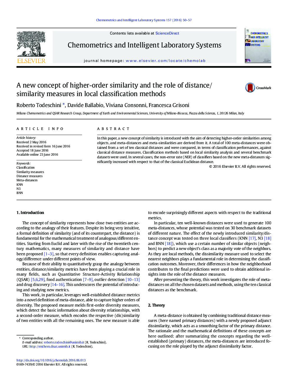 A new concept of higher-order similarity and the role of distance/similarity measures in local classification methods