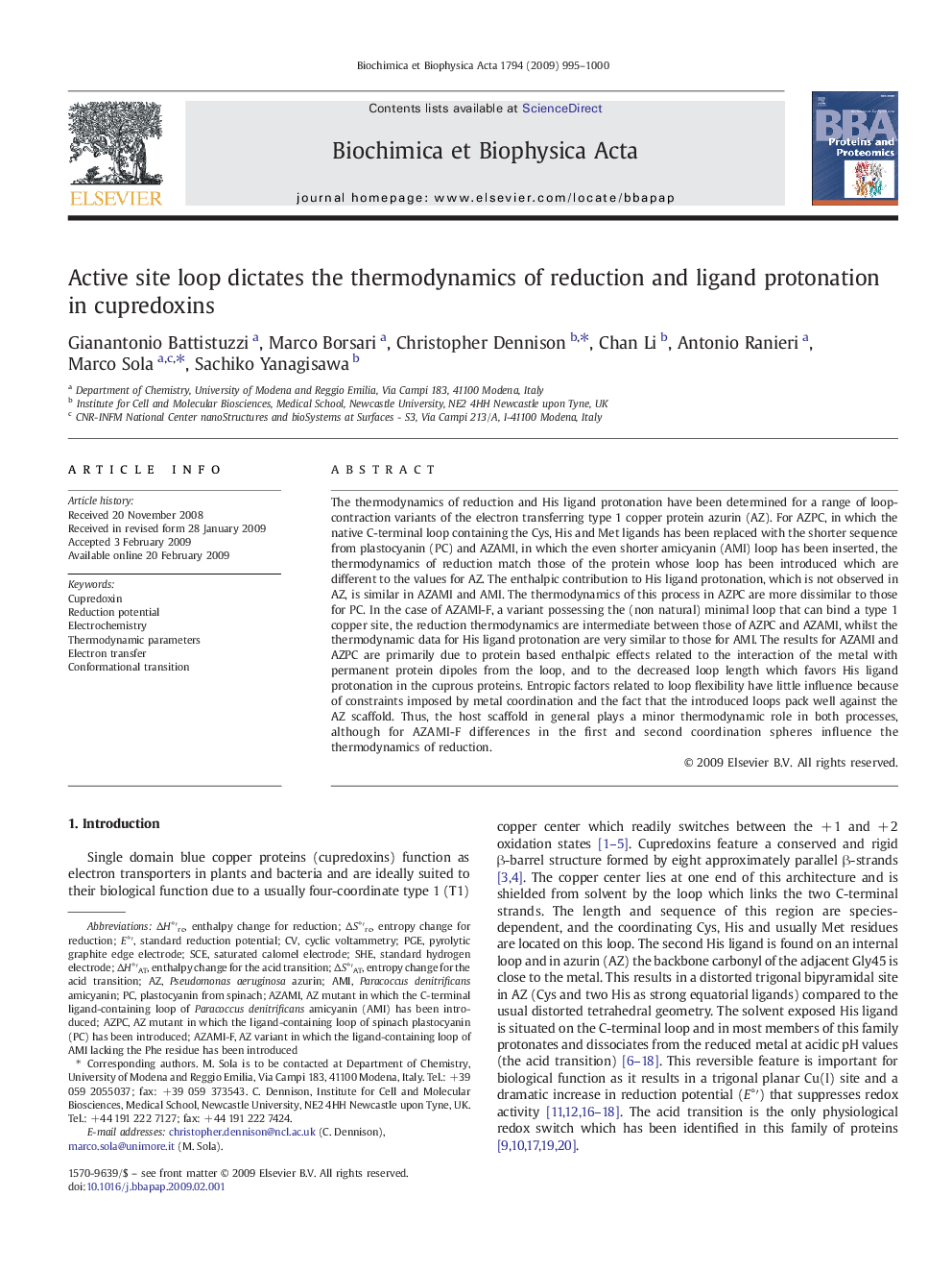 Active site loop dictates the thermodynamics of reduction and ligand protonation in cupredoxins