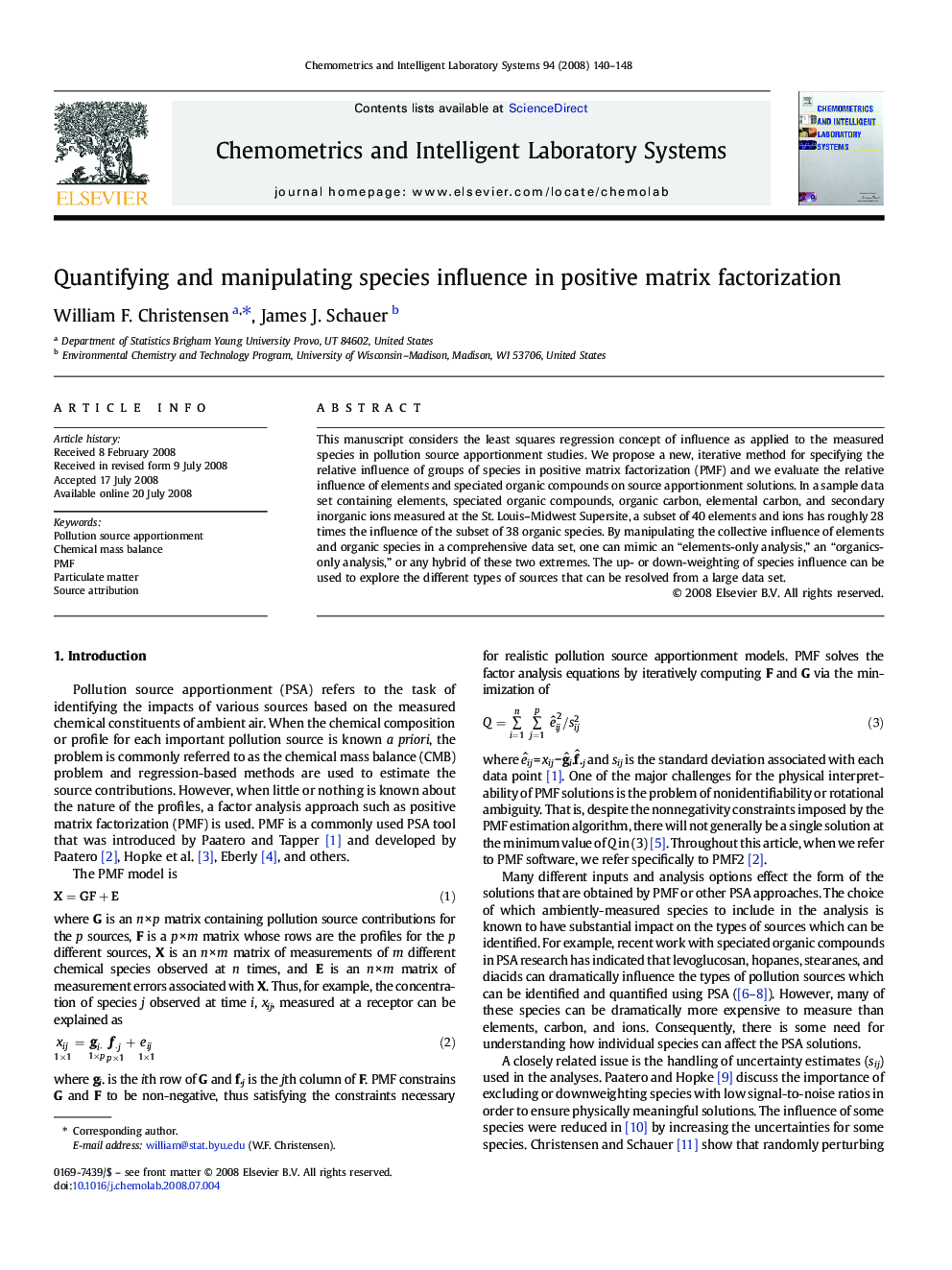 Quantifying and manipulating species influence in positive matrix factorization