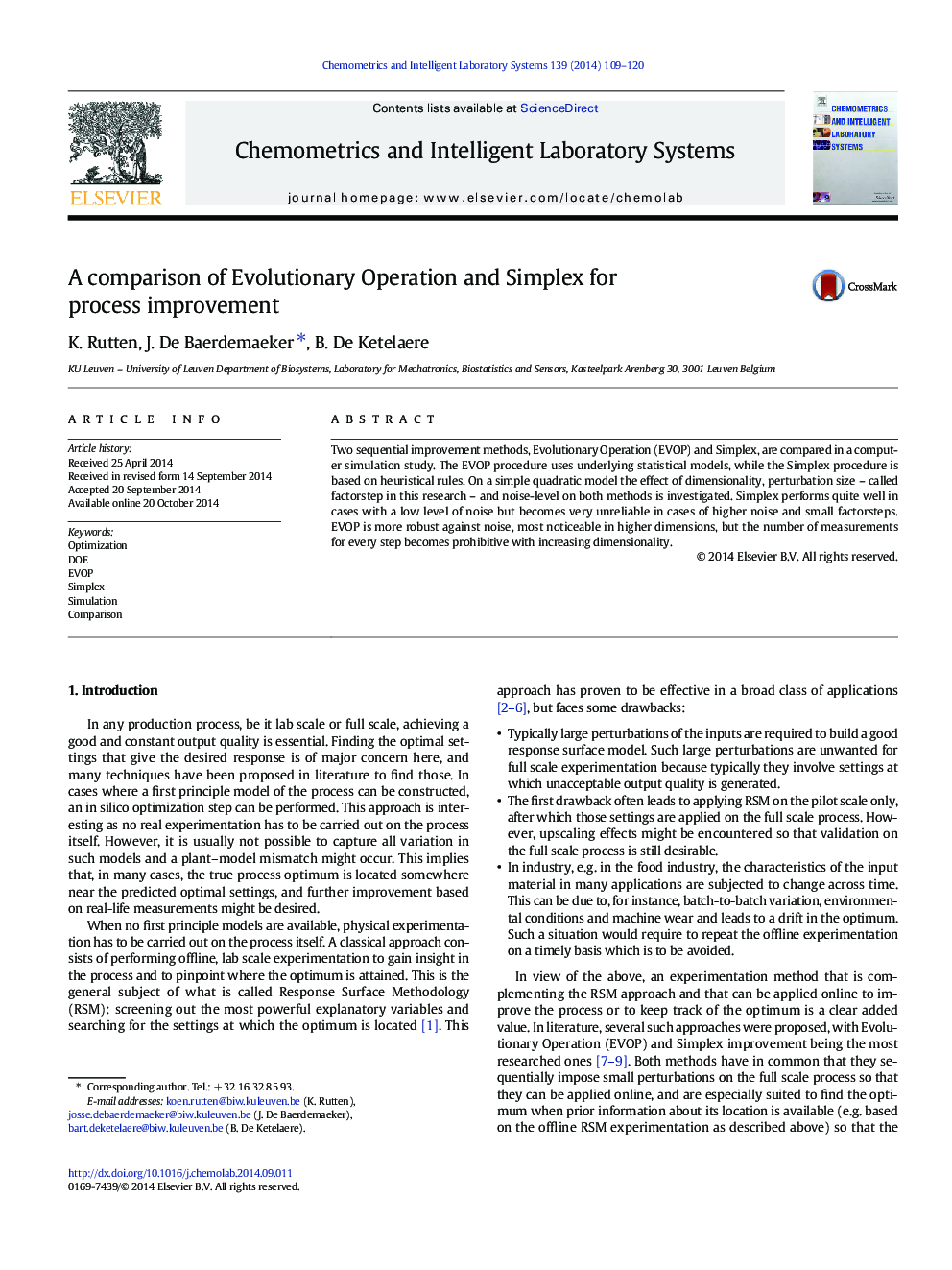 A comparison of Evolutionary Operation and Simplex for process improvement