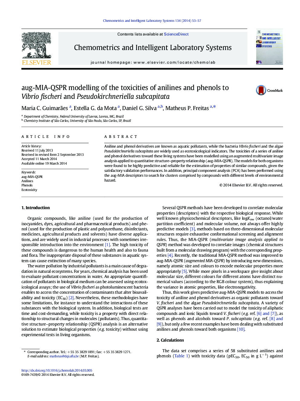 aug-MIA-QSPR modelling of the toxicities of anilines and phenols to Vibrio fischeri and Pseudokirchneriella subcapitata