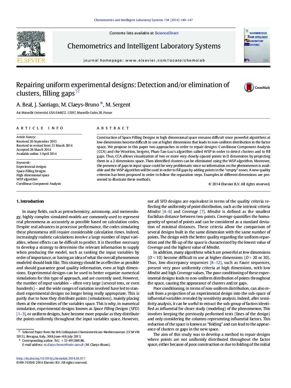 Repairing uniform experimental designs: Detection and/or elimination of clusters, filling gaps