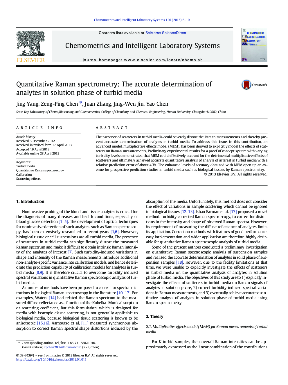 Quantitative Raman spectrometry: The accurate determination of analytes in solution phase of turbid media