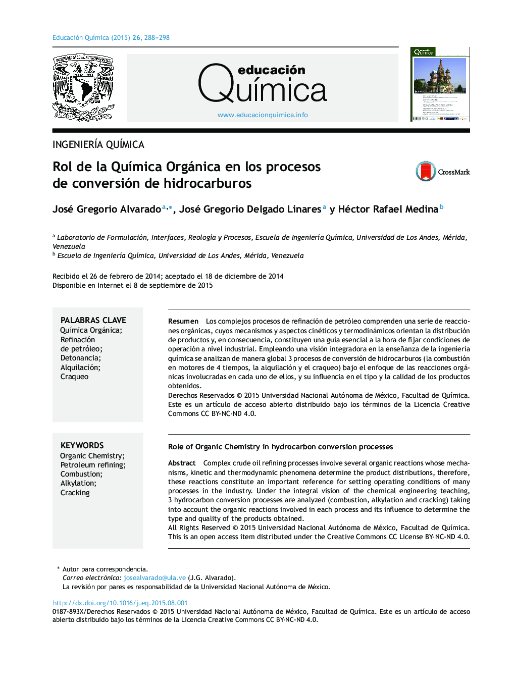 Rol de la Química Orgánica en los procesos de conversión de hidrocarburos 