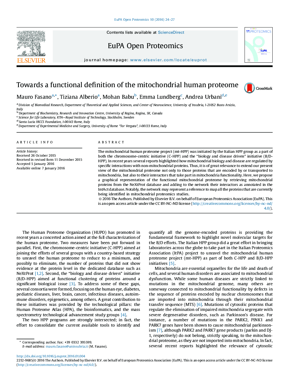 Towards a functional definition of the mitochondrial human proteome