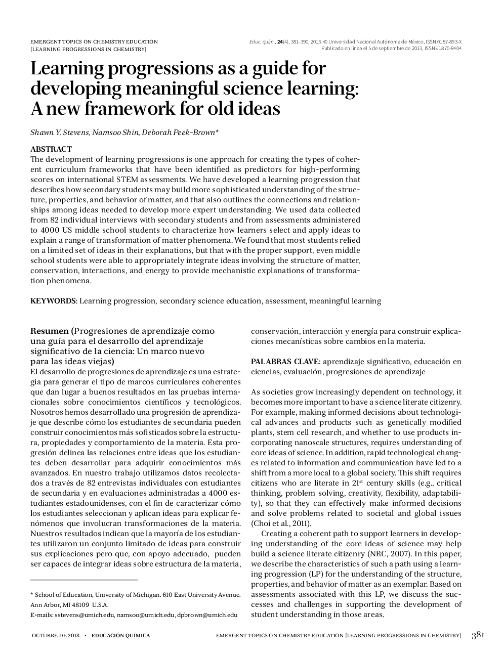 Learning progressions as a guide for developing meaningful science learning: A new framework for old ideas