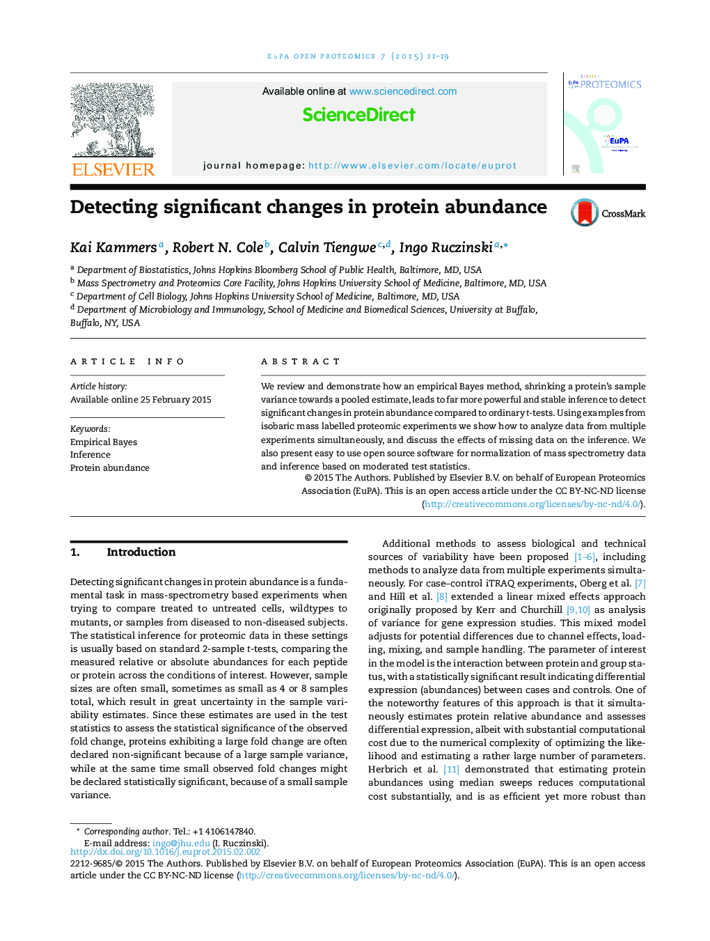 Detecting significant changes in protein abundance