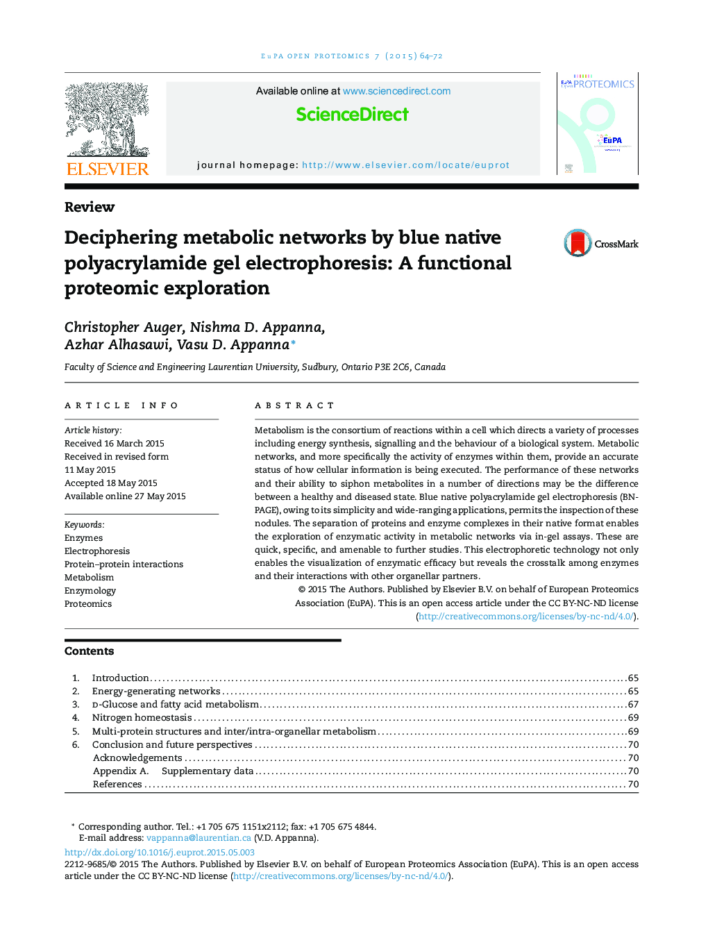 تجزیه و تحلیل شبکه های متابولیک الکتروفورز ژل پلی آکریل آمید آبی بومی: اکتشاف پروتئومیک عملکردی 
