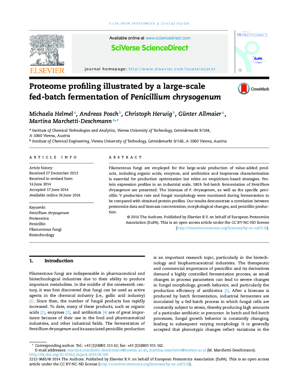 Proteome profiling illustrated by a large-scale fed-batch fermentation of Penicillium chrysogenum