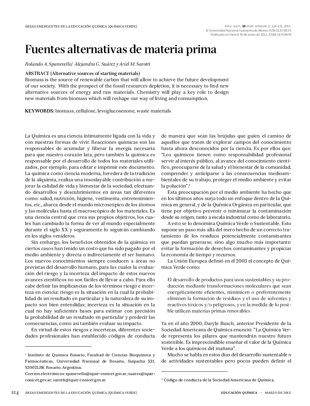 Fuentes alternativas de materia prima