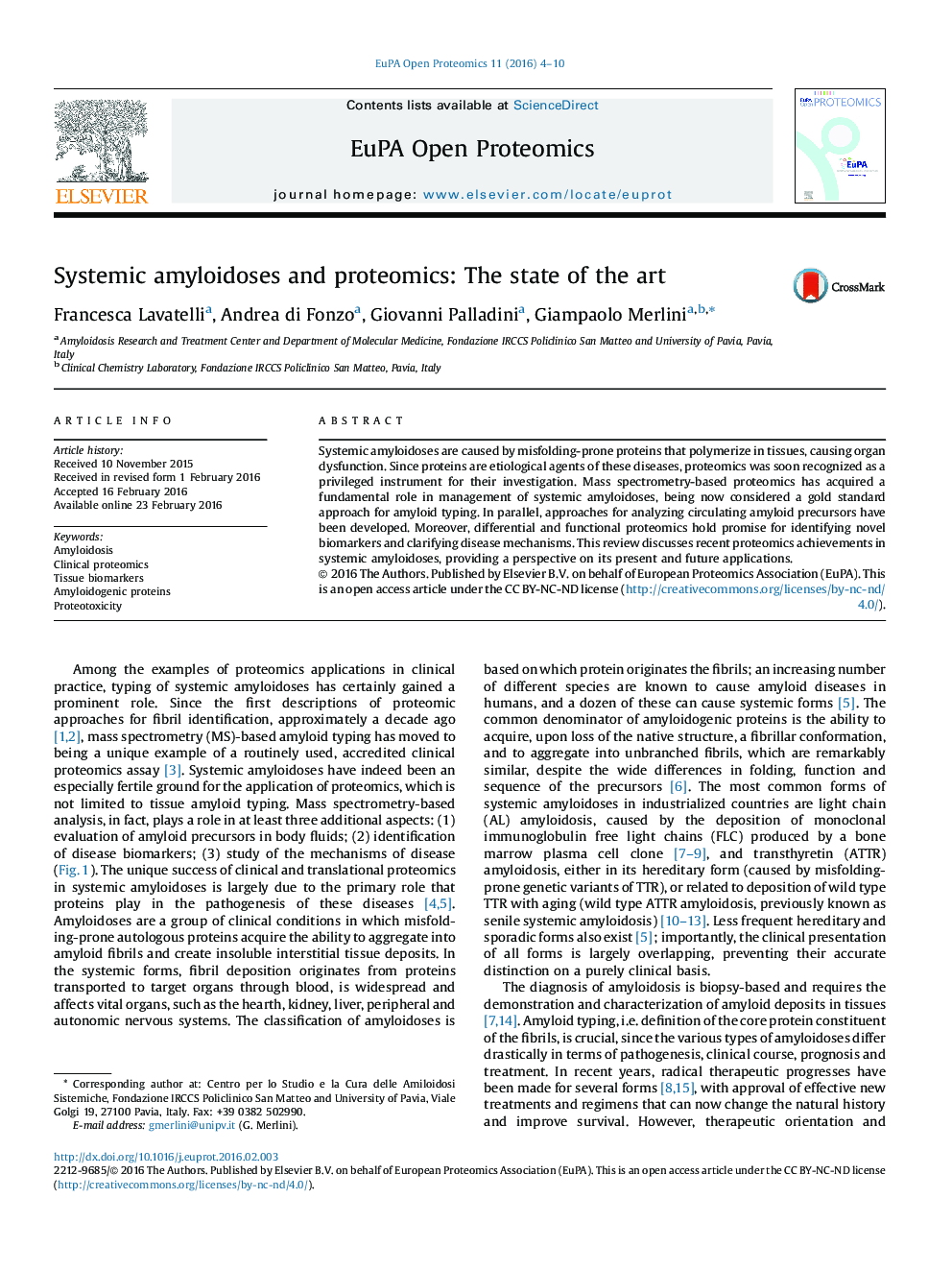 Systemic amyloidoses and proteomics: The state of the art