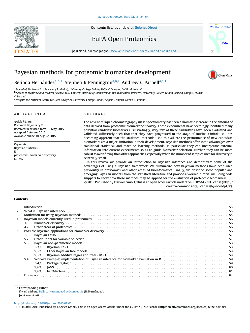 Bayesian methods for proteomic biomarker development