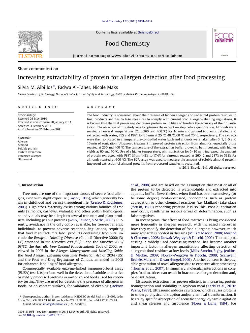 Increasing extractability of protein for allergen detection after food processing