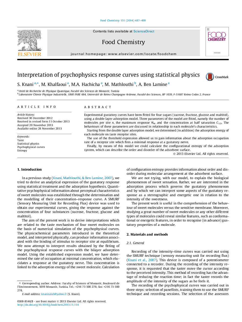 Interpretation of psychophysics response curves using statistical physics