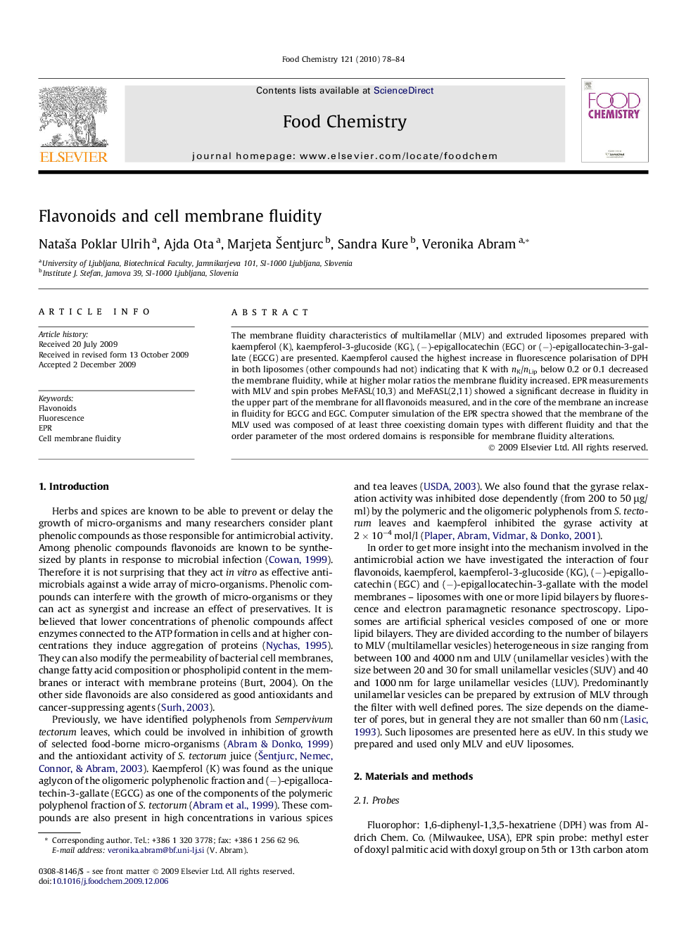 Flavonoids and cell membrane fluidity