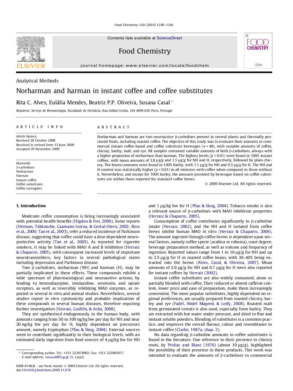 Norharman and harman in instant coffee and coffee substitutes