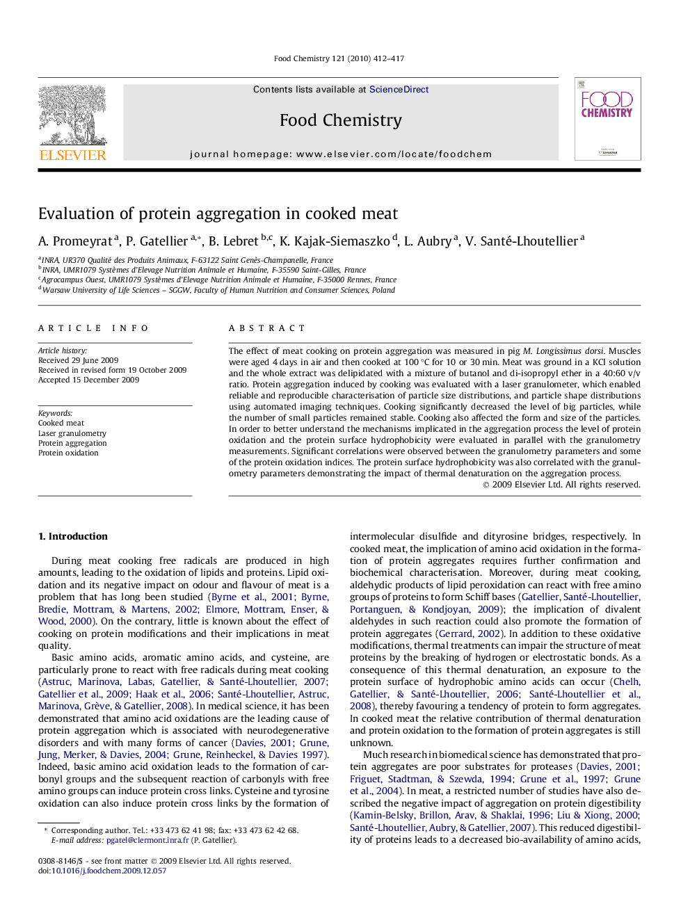 Evaluation of protein aggregation in cooked meat