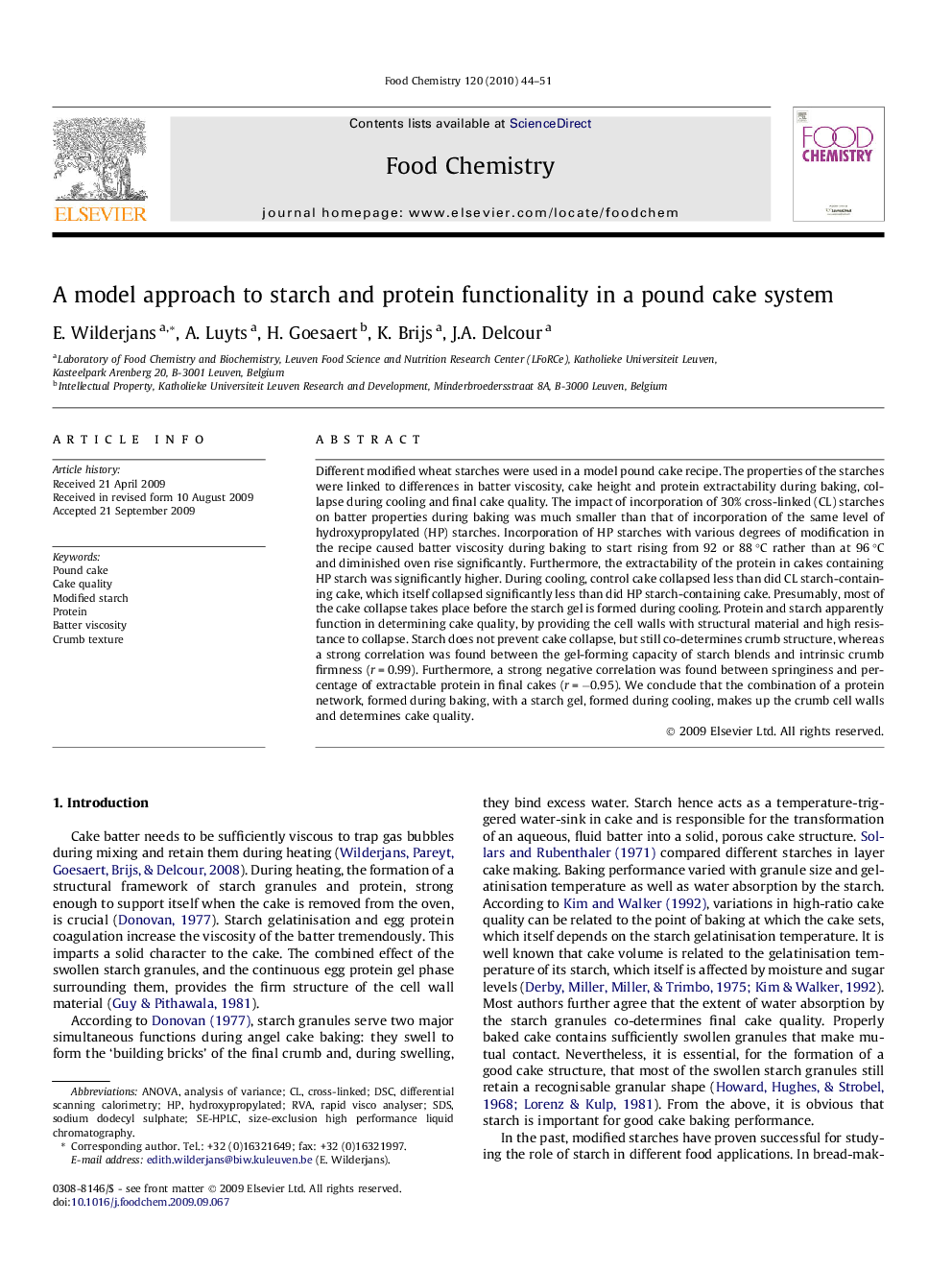 A model approach to starch and protein functionality in a pound cake system