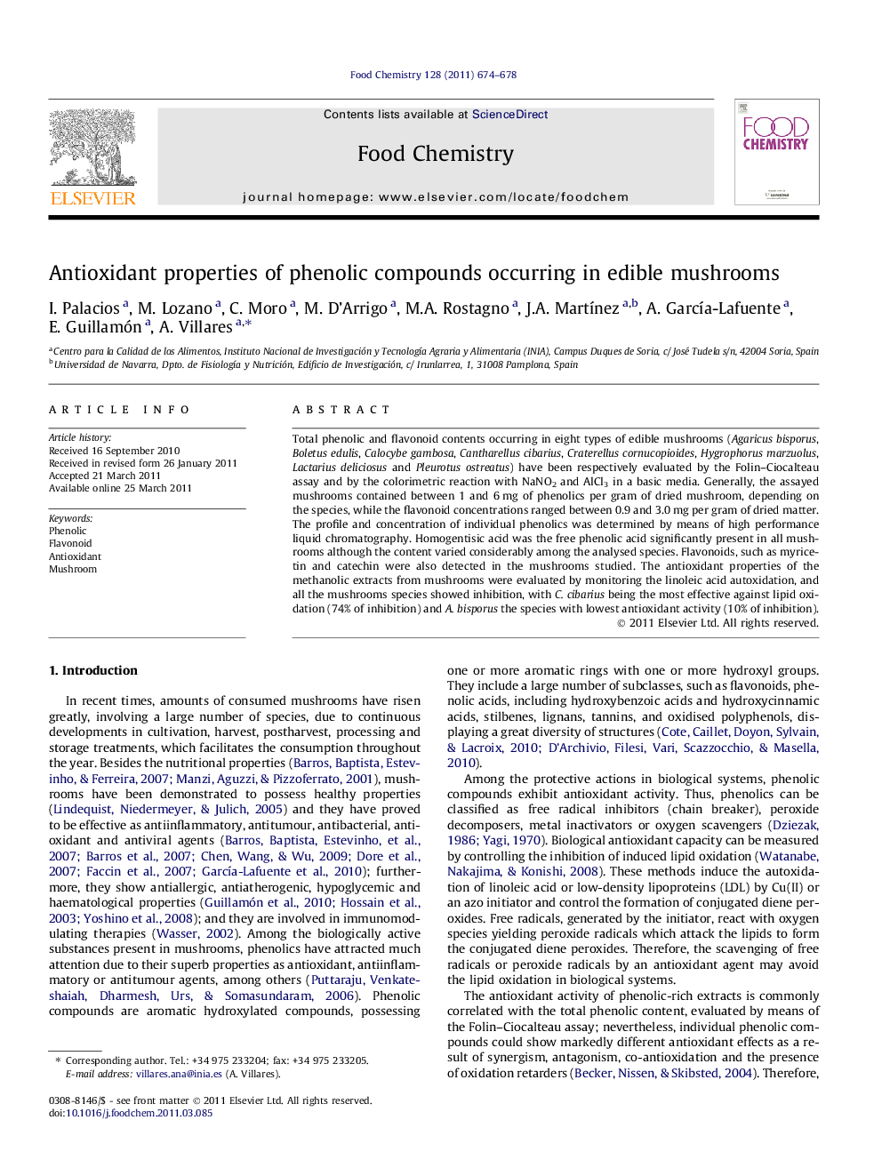 Antioxidant properties of phenolic compounds occurring in edible mushrooms