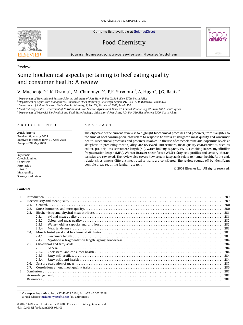 Some biochemical aspects pertaining to beef eating quality and consumer health: A review