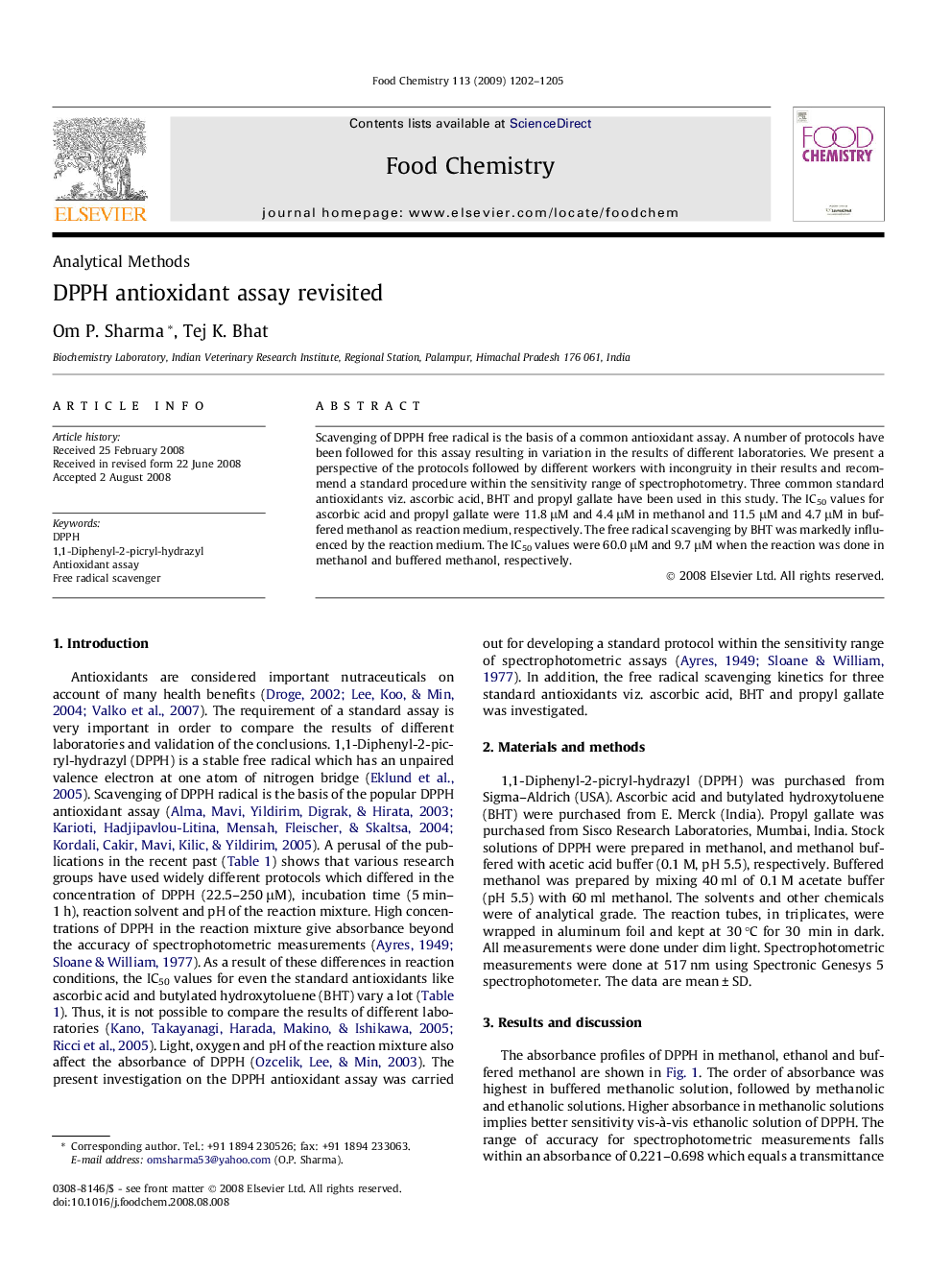 DPPH antioxidant assay revisited