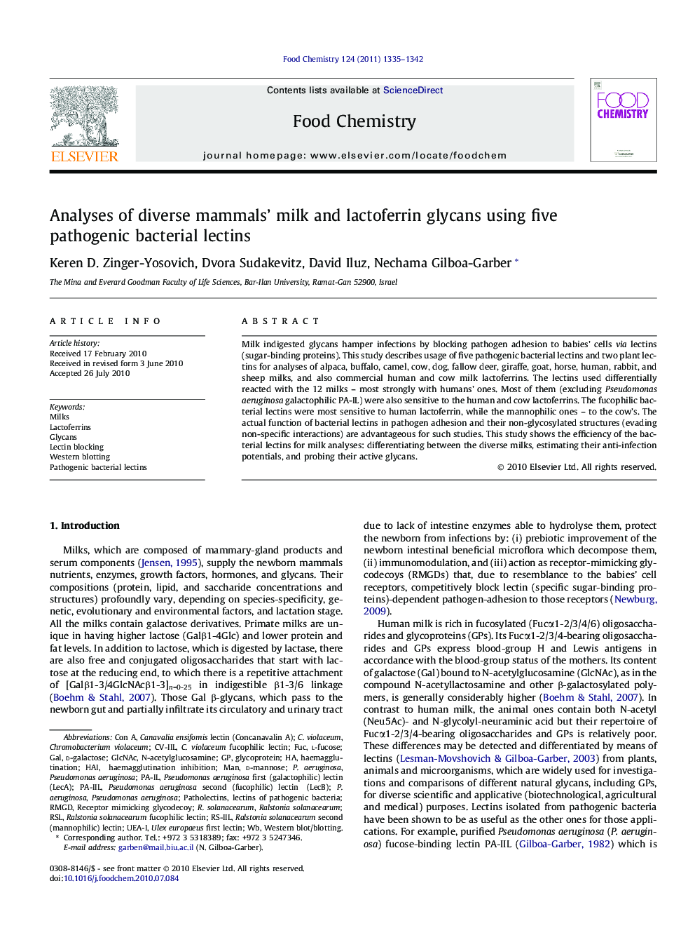 Analyses of diverse mammals’ milk and lactoferrin glycans using five pathogenic bacterial lectins