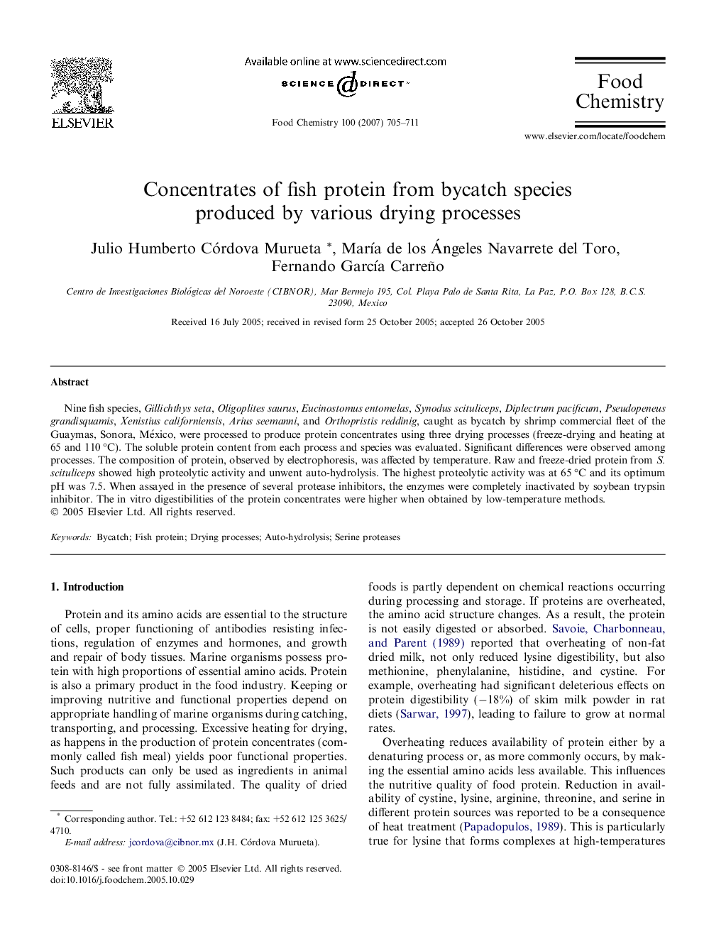 Concentrates of fish protein from bycatch species produced by various drying processes