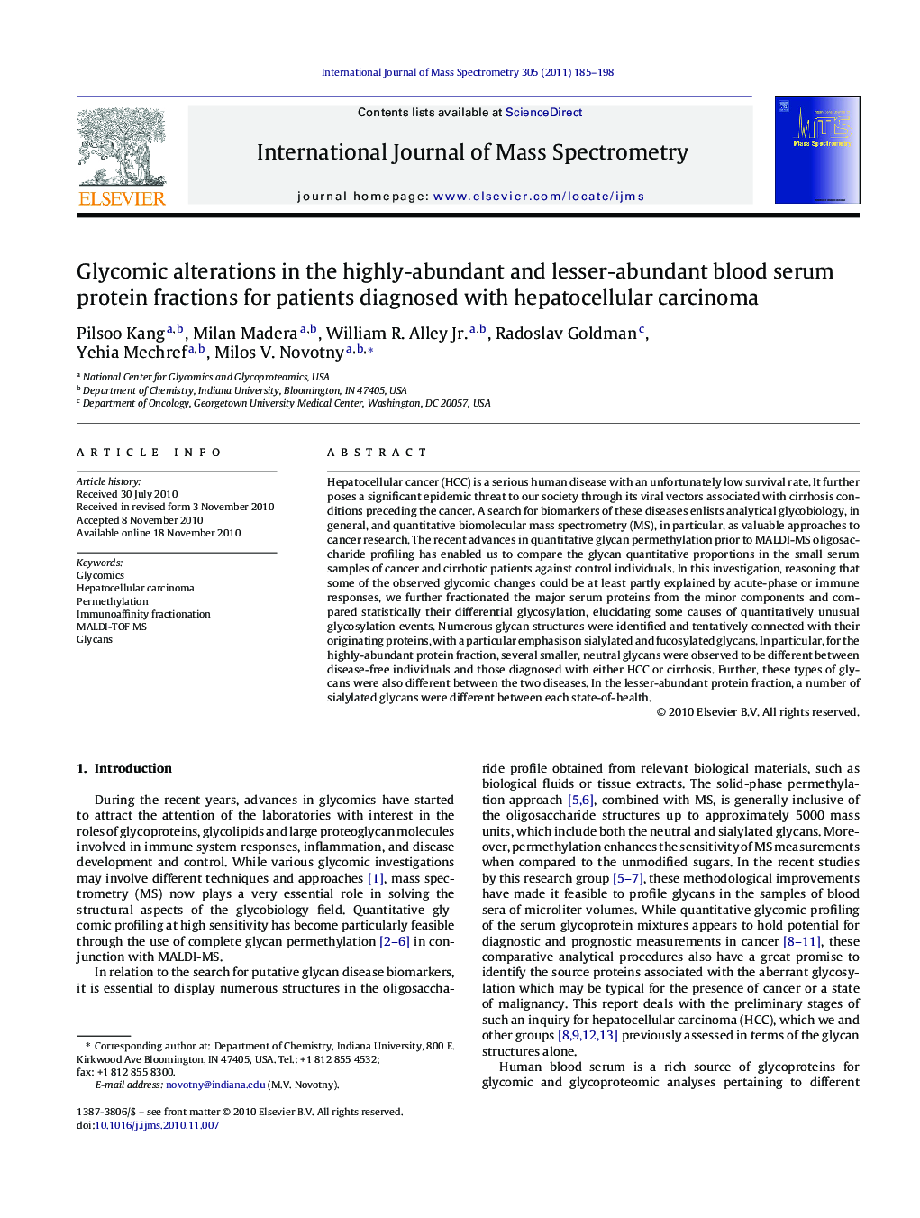 Glycomic alterations in the highly-abundant and lesser-abundant blood serum protein fractions for patients diagnosed with hepatocellular carcinoma