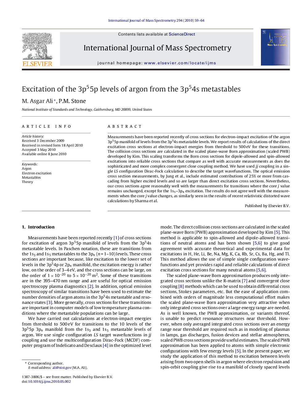 Excitation of the 3p55p levels of argon from the 3p54s metastables