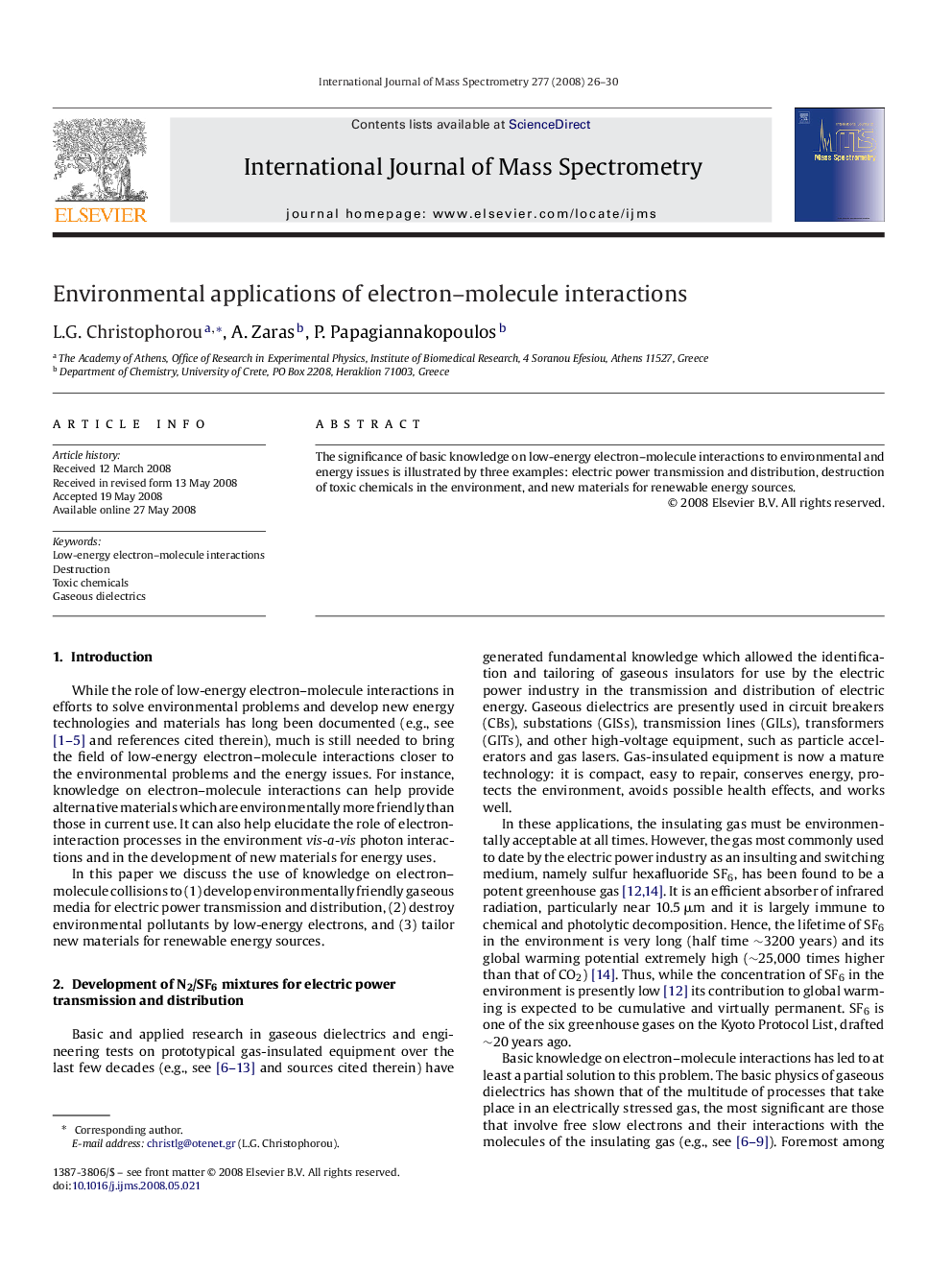 Environmental applications of electron-molecule interactions