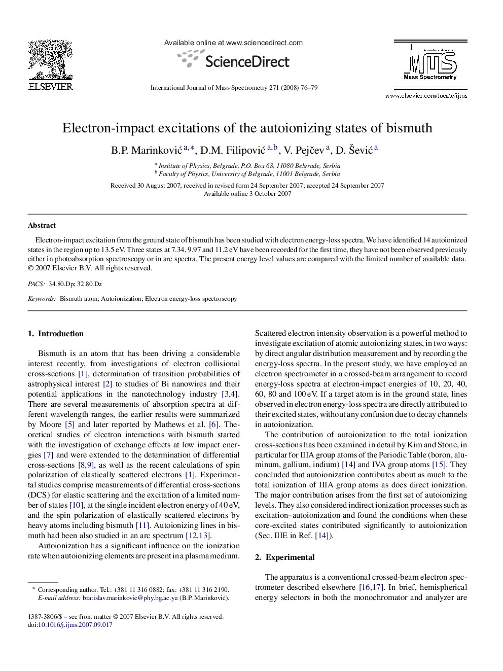 Electron-impact excitations of the autoionizing states of bismuth