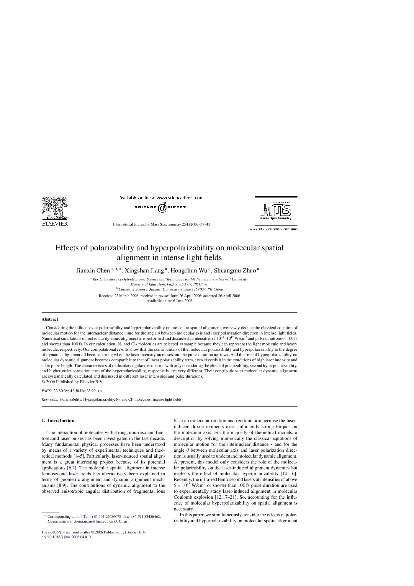 Effects of polarizability and hyperpolarizability on molecular spatial alignment in intense light fields