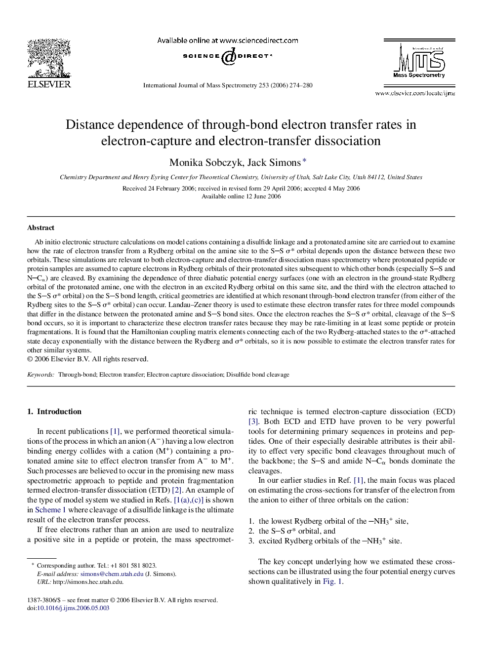 Distance dependence of through-bond electron transfer rates in electron-capture and electron-transfer dissociation