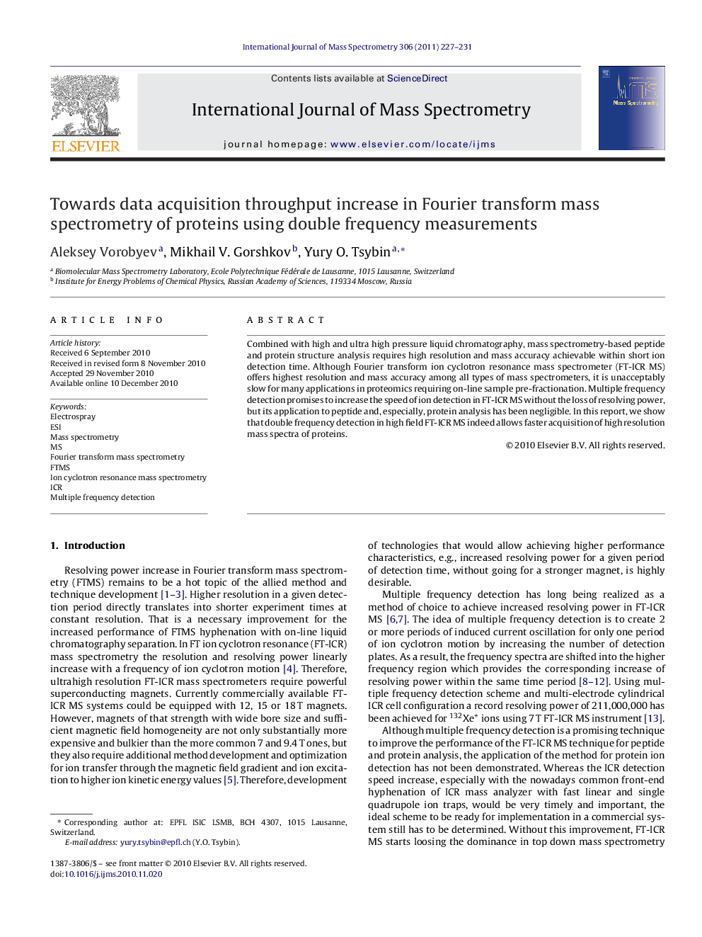 Towards data acquisition throughput increase in Fourier transform mass spectrometry of proteins using double frequency measurements