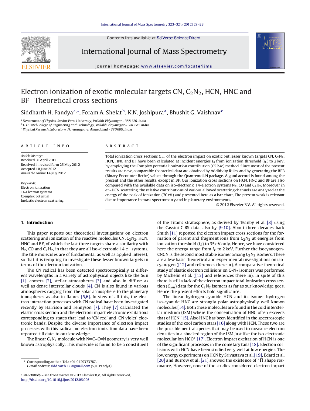 Electron ionization of exotic molecular targets CN, C2N2, HCN, HNC and BF—Theoretical cross sections