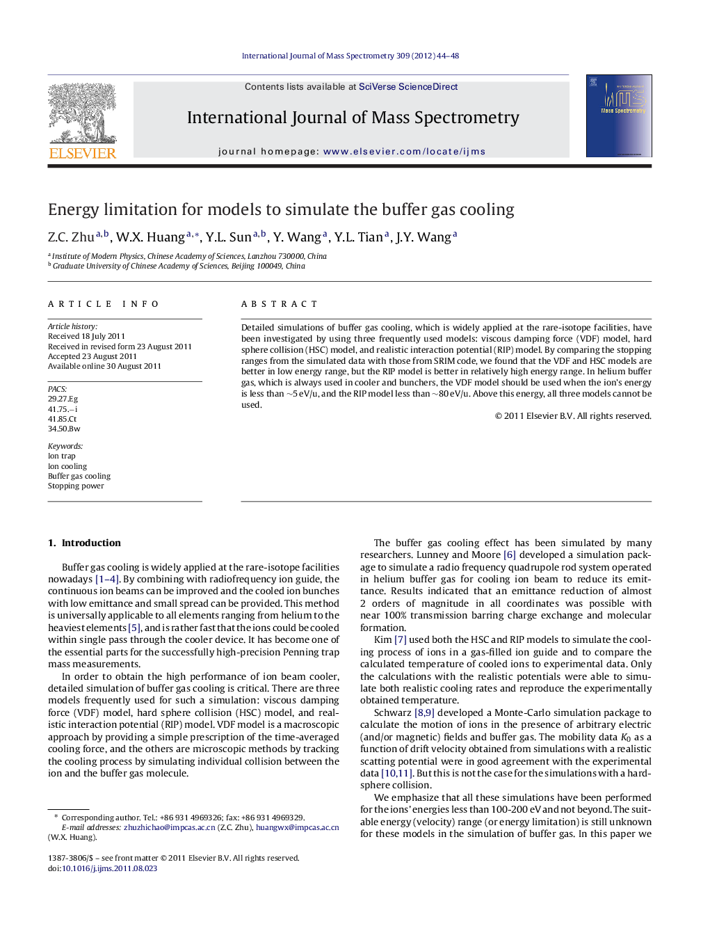 Energy limitation for models to simulate the buffer gas cooling