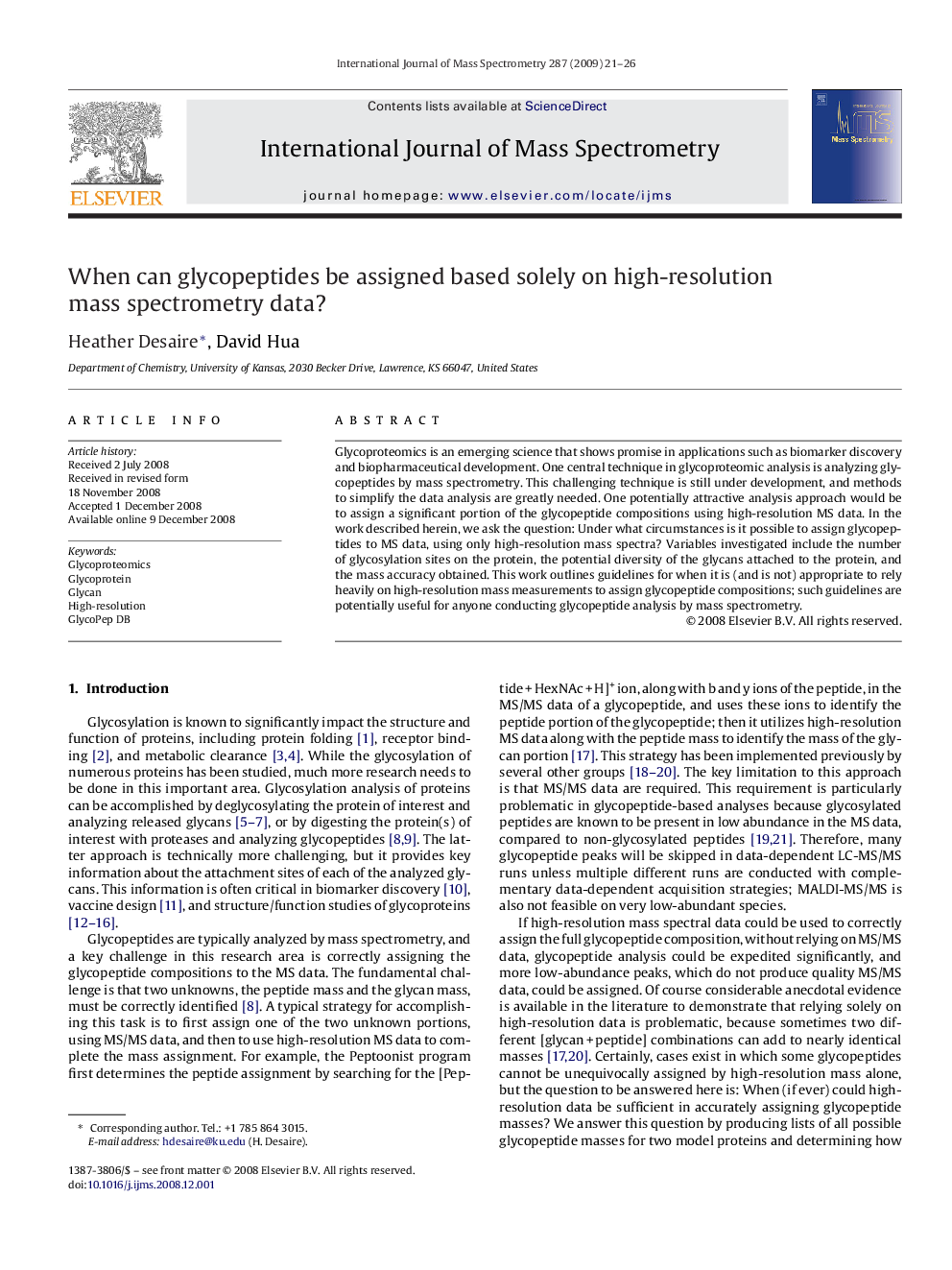 عکس صفحه اول مقاله: When can glycopeptides be assigned based solely on high-resolution mass spectrometry data? When can glycopeptides be assigned based solely on high-resolution mass spectrometry data?