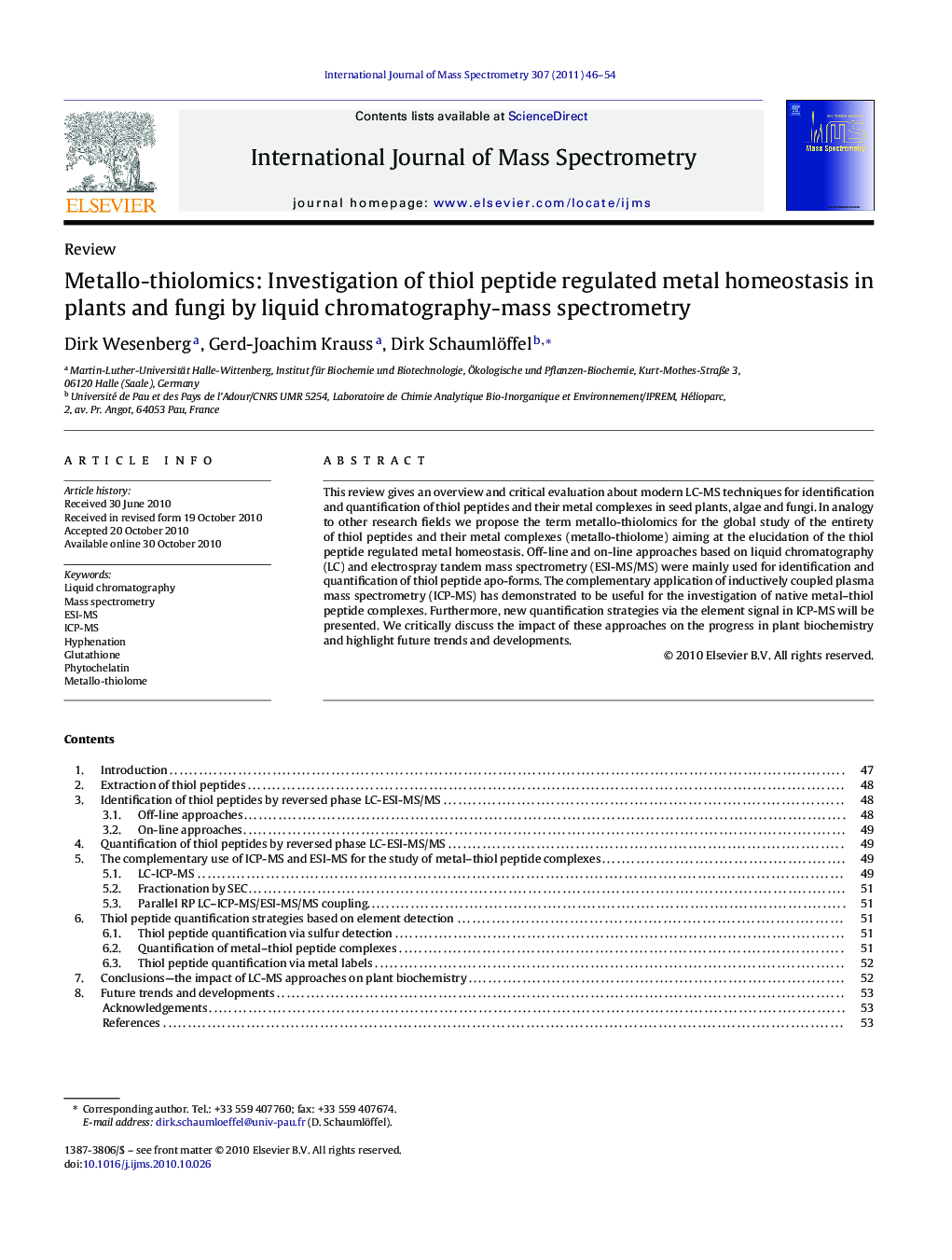 Metallo-thiolomics: Investigation of thiol peptide regulated metal homeostasis in plants and fungi by liquid chromatography-mass spectrometry