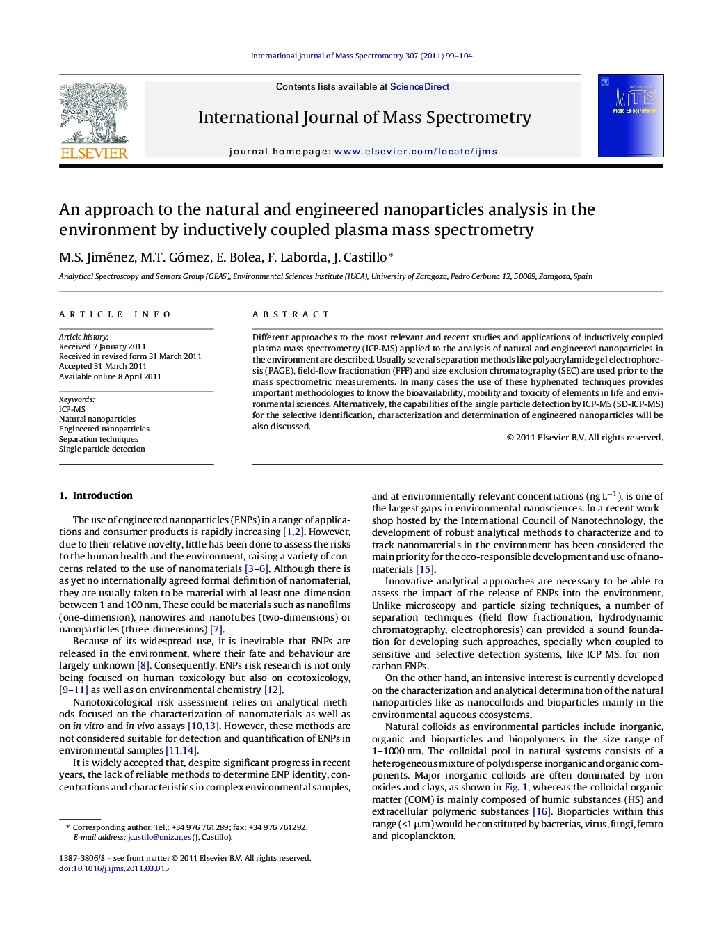 An approach to the natural and engineered nanoparticles analysis in the environment by inductively coupled plasma mass spectrometry