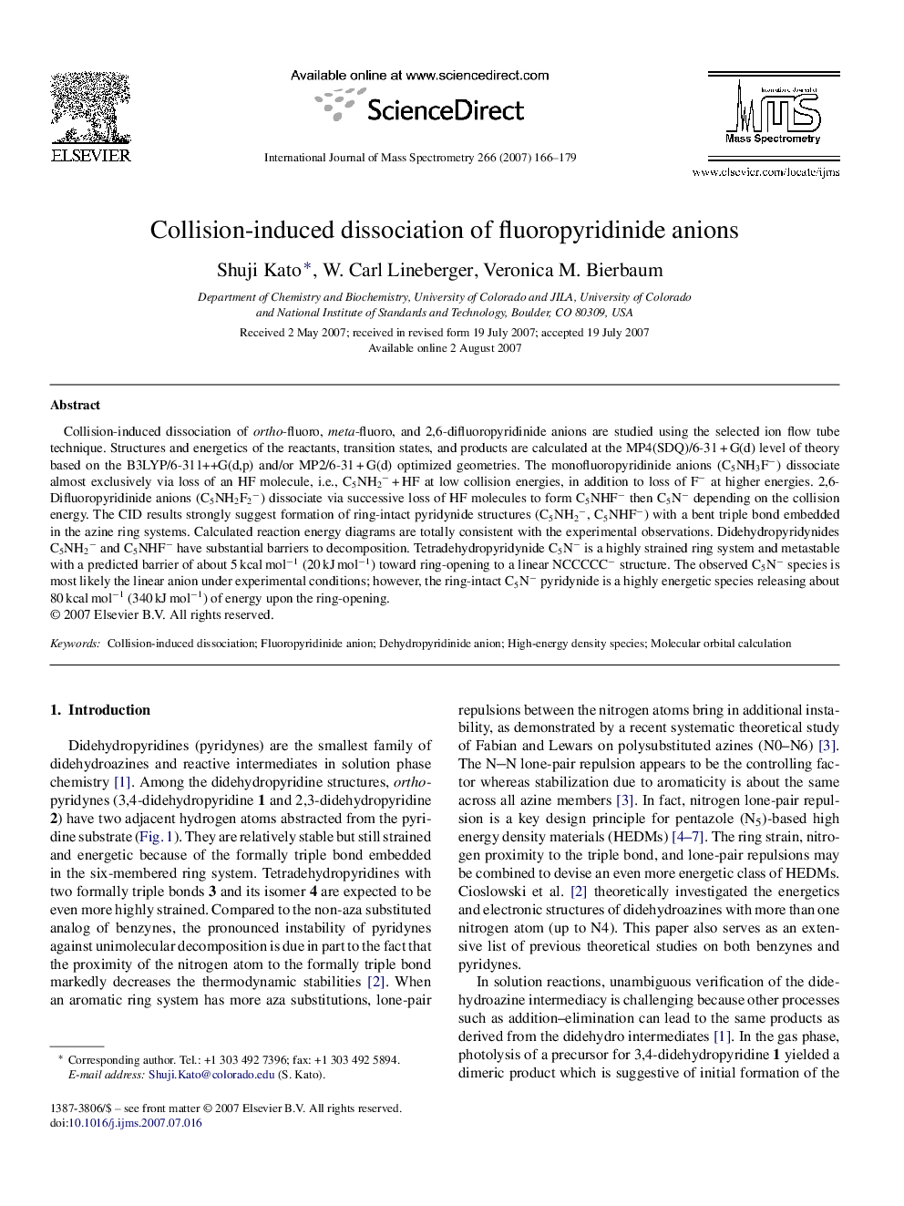 Collision-induced dissociation of fluoropyridinide anions