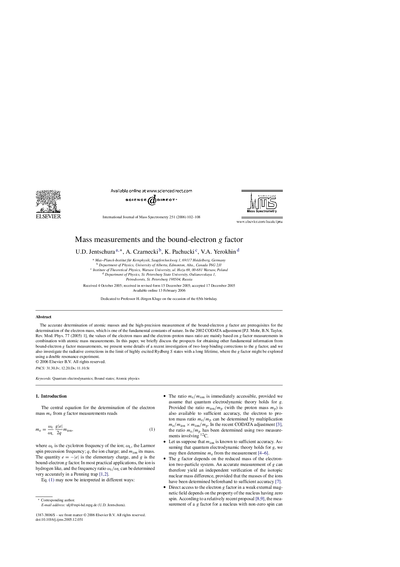 Mass measurements and the bound-electron g factor