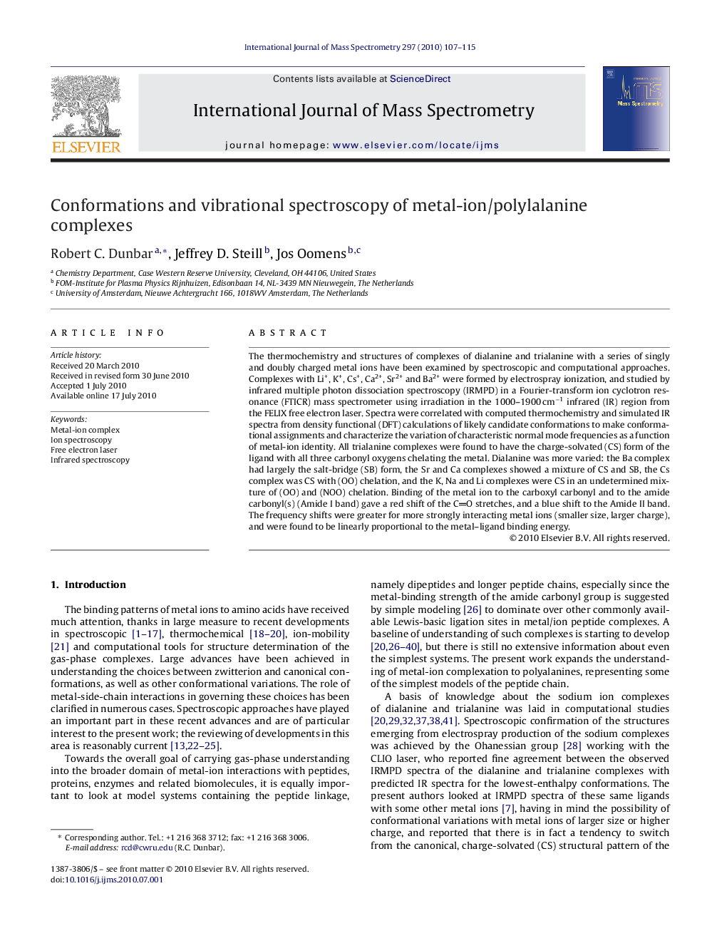 Conformations and vibrational spectroscopy of metal-ion/polylalanine complexes