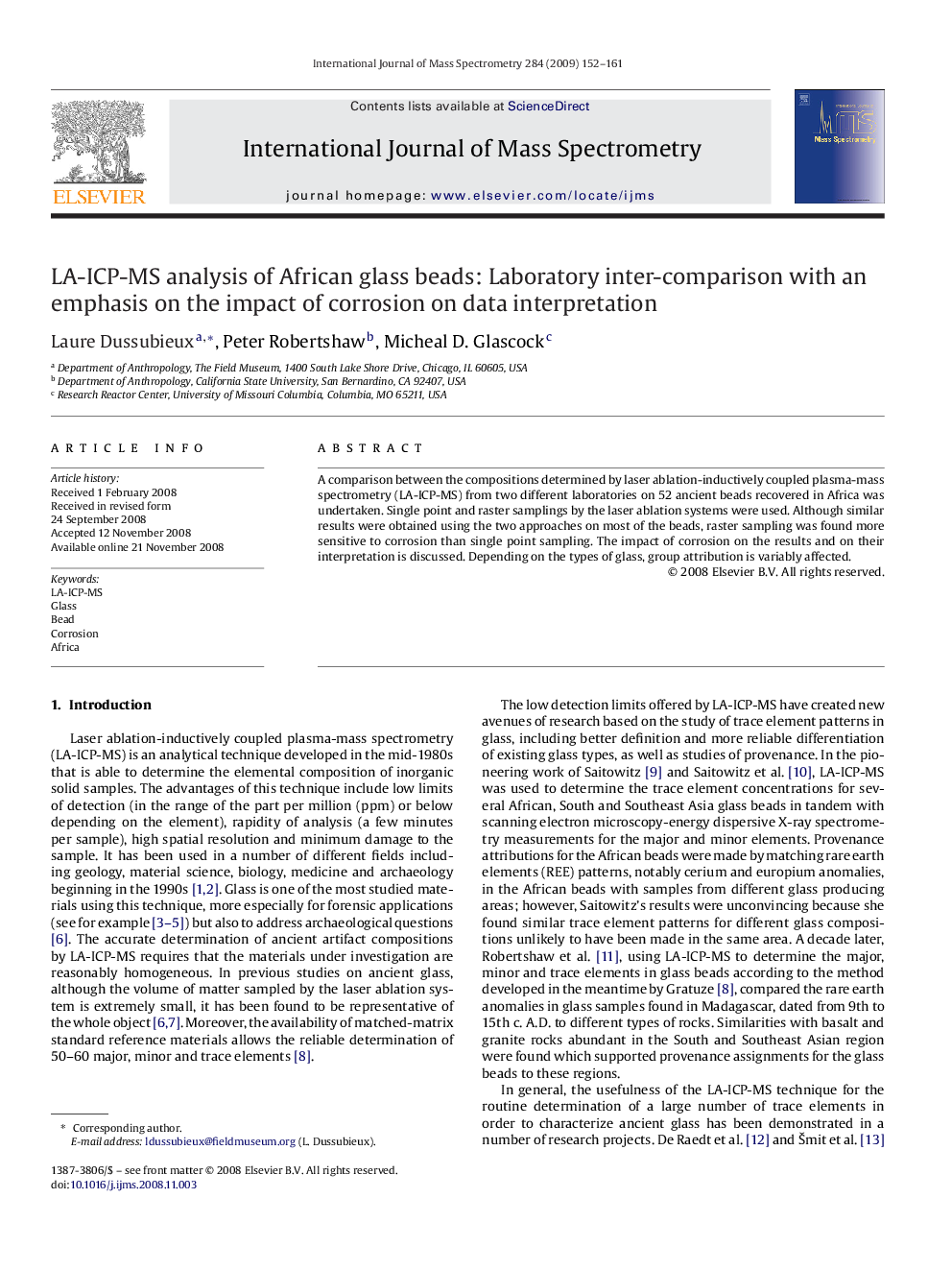 LA-ICP-MS analysis of African glass beads: Laboratory inter-comparison with an emphasis on the impact of corrosion on data interpretation