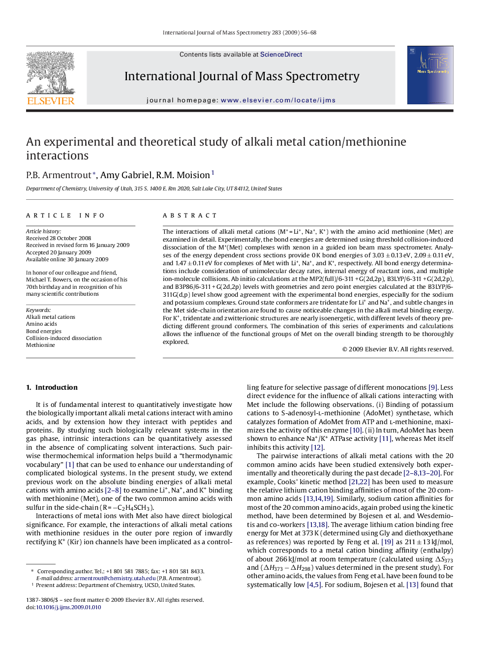 An experimental and theoretical study of alkali metal cation/methionine interactions