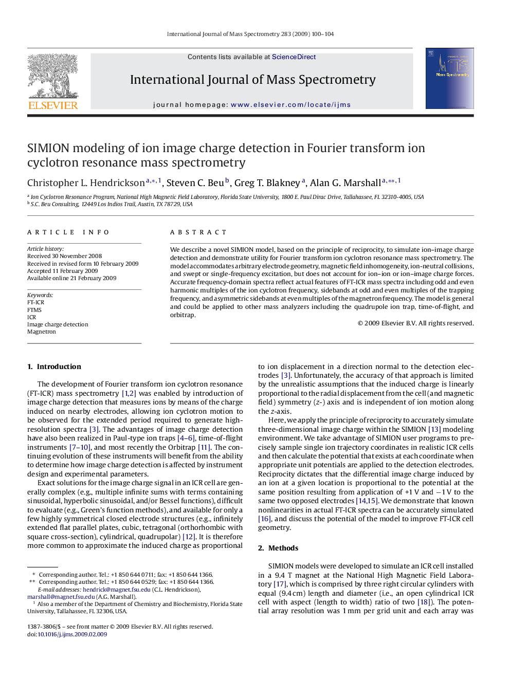 SIMION modeling of ion image charge detection in Fourier transform ion cyclotron resonance mass spectrometry