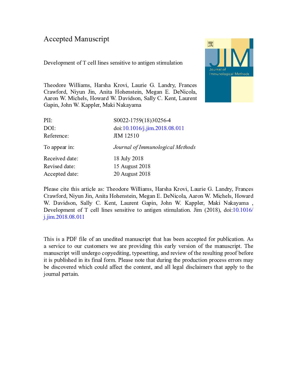 Development of T cell lines sensitive to antigen stimulation