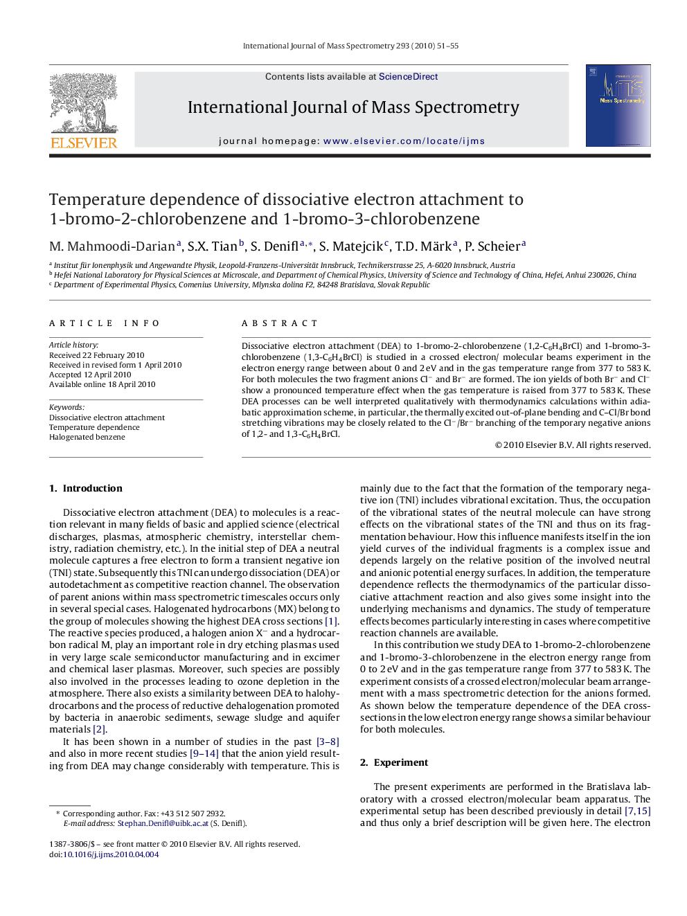 Temperature dependence of dissociative electron attachment to 1-bromo-2-chlorobenzene and 1-bromo-3-chlorobenzene