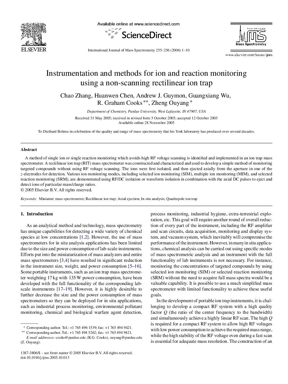 Instrumentation and methods for ion and reaction monitoring using a non-scanning rectilinear ion trap